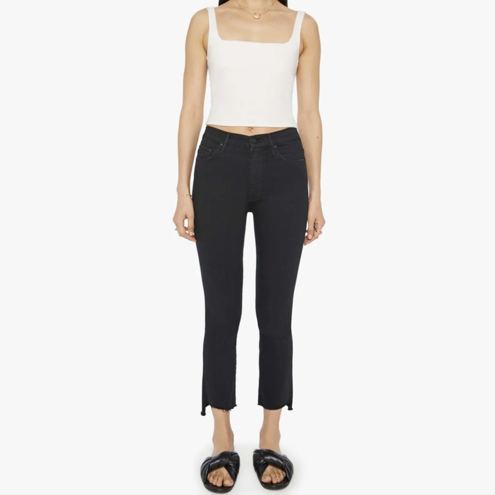MOTHER Denim The Insider Crop Step Fray in Not Guilty 25 Black